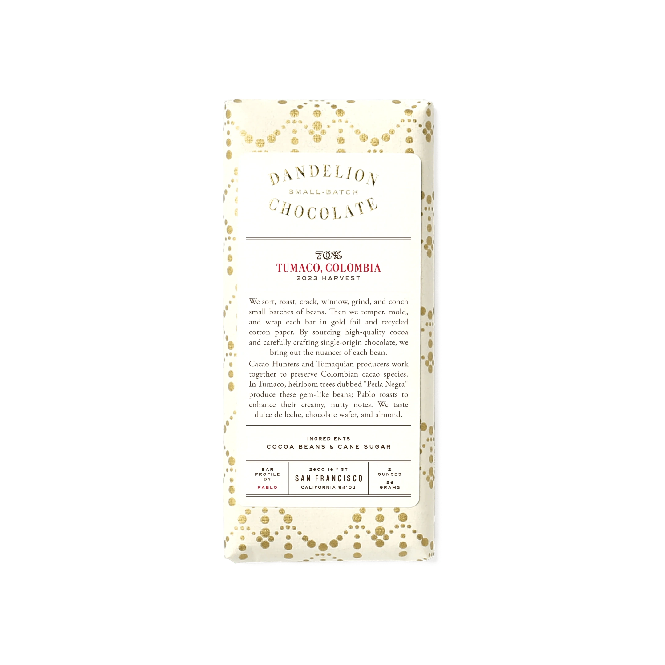 Dark Chocolate 70% Tumaco, Colombia