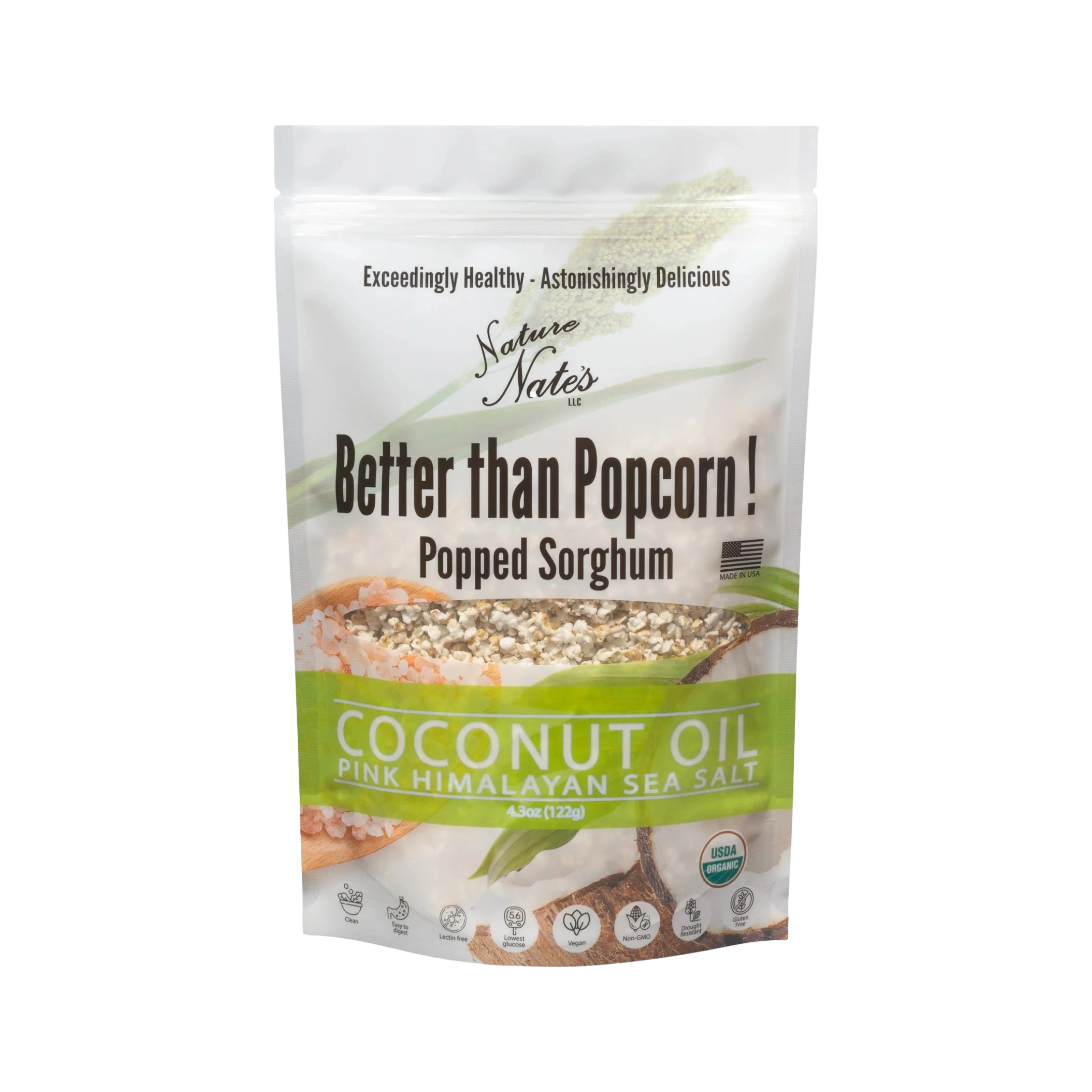 Organic Popped Sorghum Coconut Oil & Sea Salt