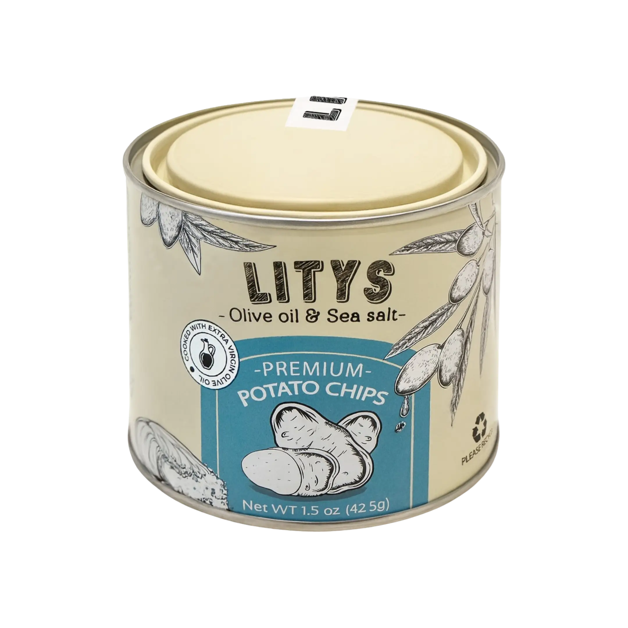 Olive Oil and Sea Salt Premium Potato Chips, Small Can