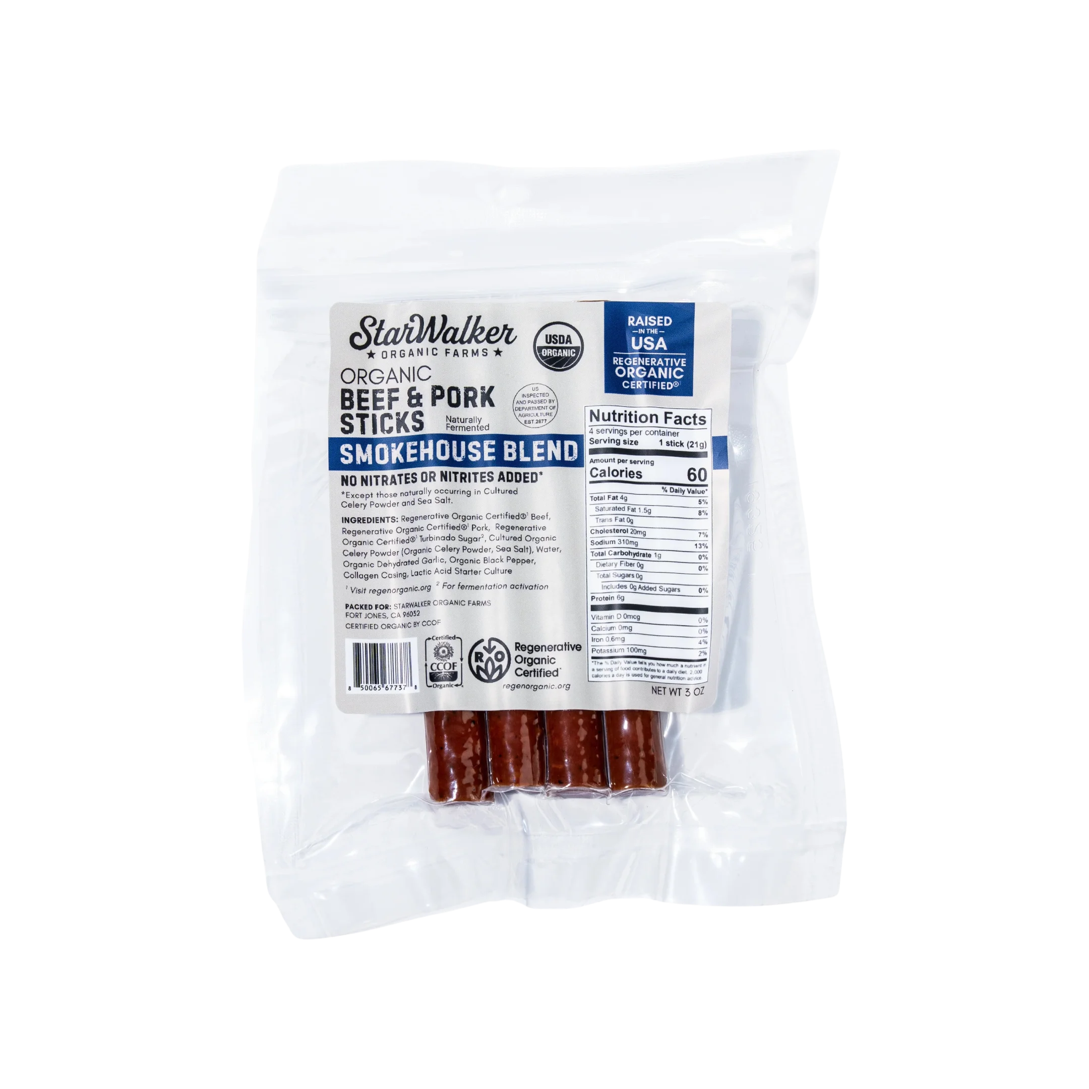 Organic Regenerative Beef and Pork Sticks